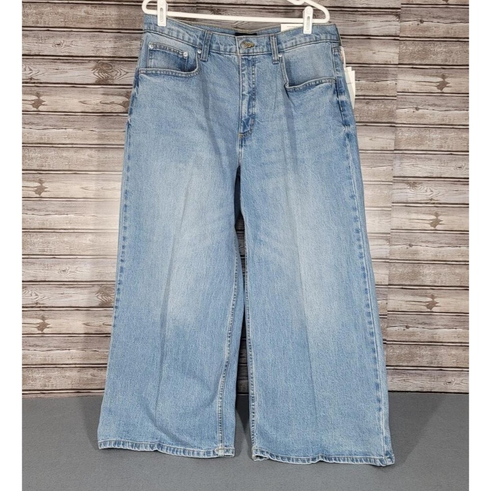 Free Assembly Women's High Rise Full Wide Leg Jeans Light Wash Size 16 NEW